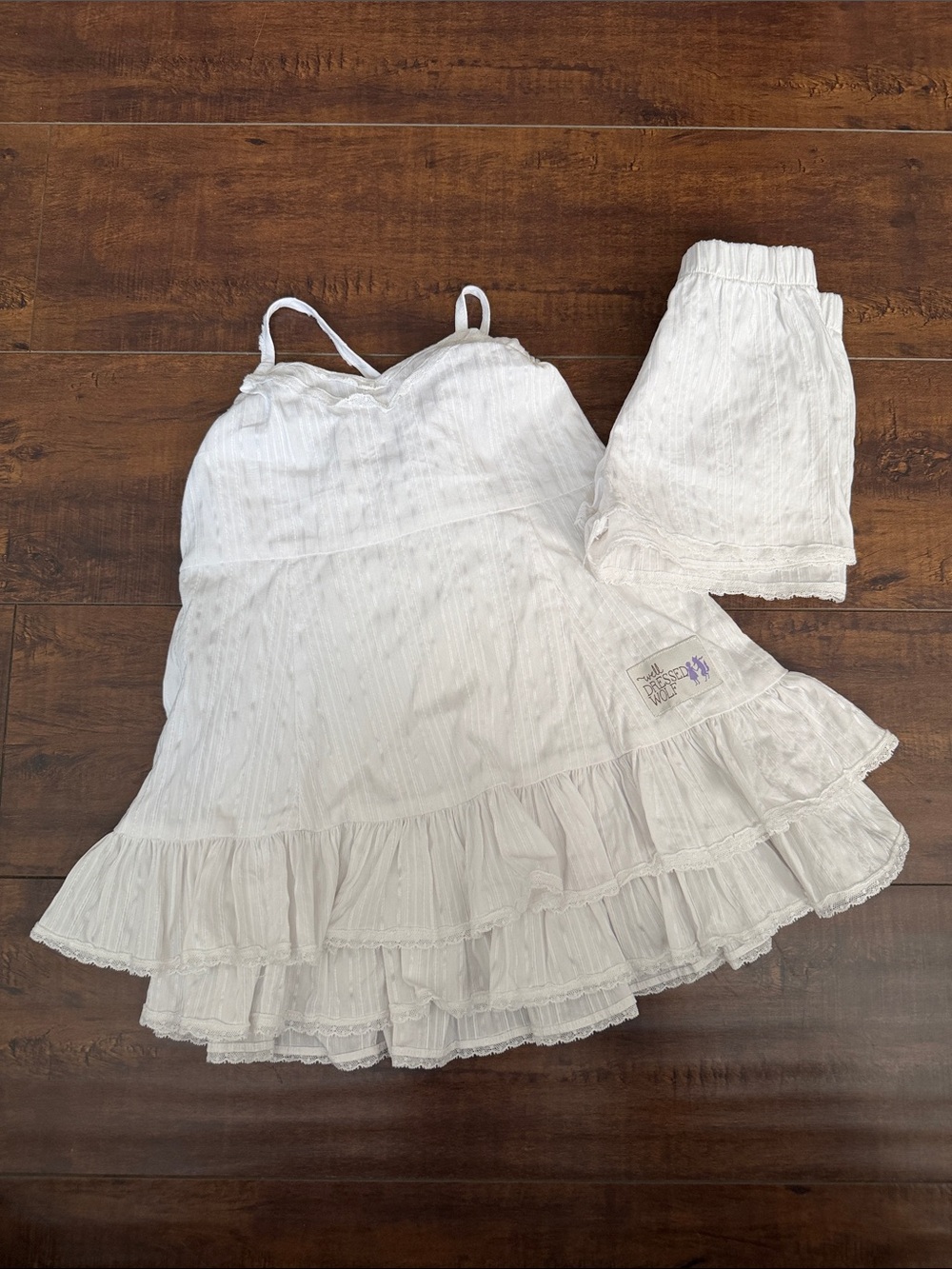 Well Dressed Wolf White Ruffled Camisole & Shorts Set